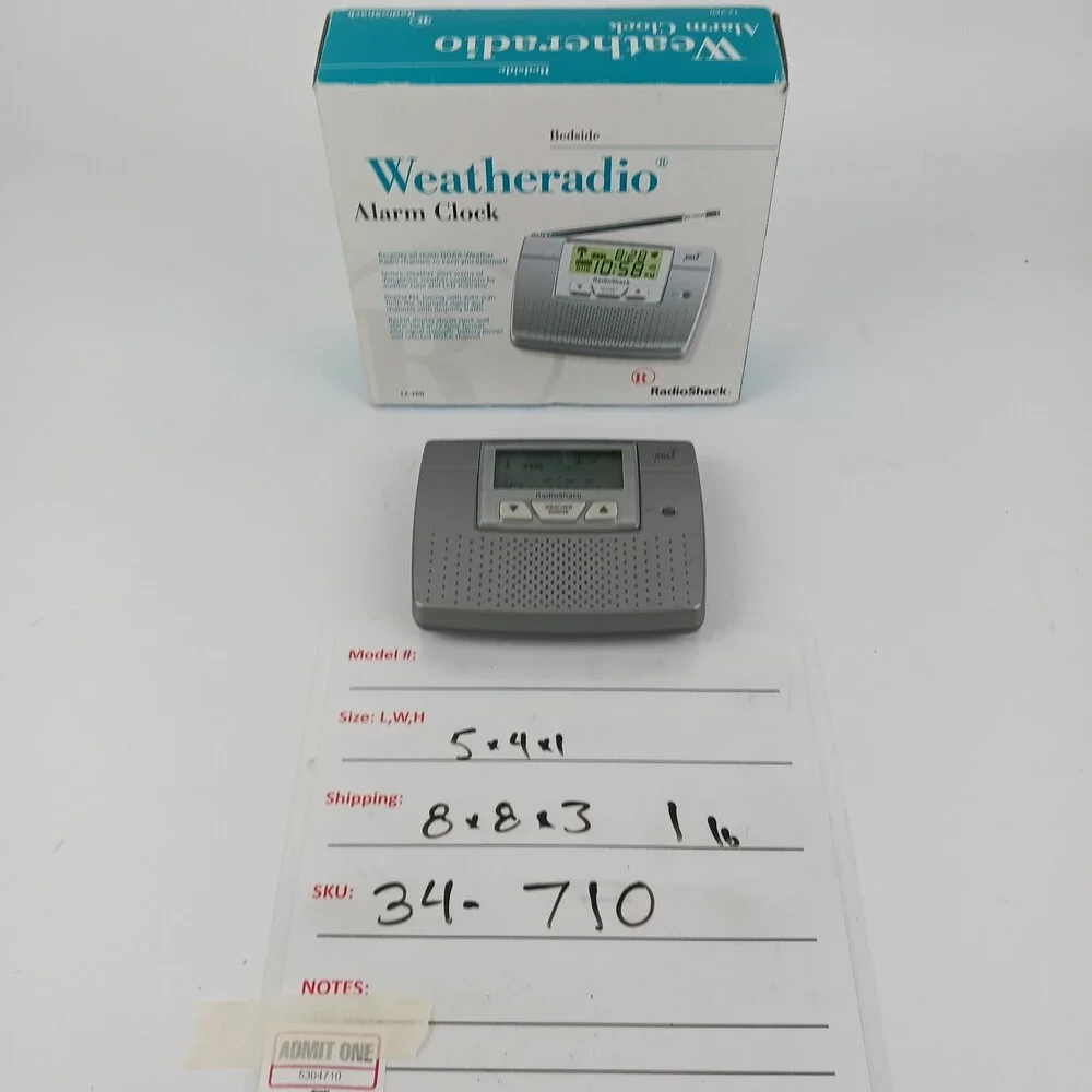 Radio Shack Gray Weatheradio Battery Operated Bedside Alarm Clock